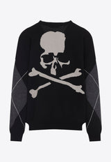 Argyle Wool Skull Intarsia Cardigan