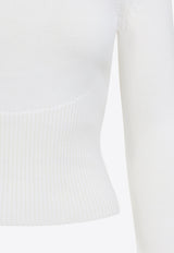 High-Neck Ribbed Sweater with Hood