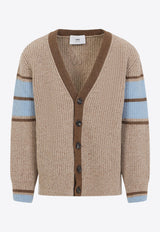V-neck College Wool Cardigan