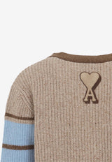 V-neck College Wool Cardigan