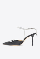 Saeda 85 Crystal Strap Pumps in Patent Leather