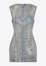 فستان قصير من الدنيم المُغطى