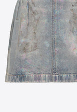 فستان قصير من الدنيم المُغطى