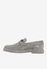 Monili-Embellished Suede Loafers