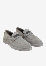 Monili-Embellished Suede Loafers