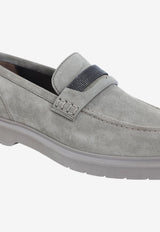Monili-Embellished Suede Loafers