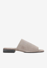 Monili-Embellished Suede Flat Sandals
