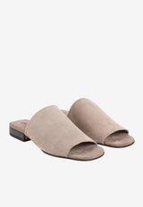 Monili-Embellished Suede Flat Sandals