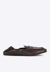 Ruched Nappa Leather Loafers
