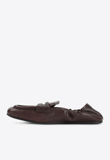 Ruched Nappa Leather Loafers
