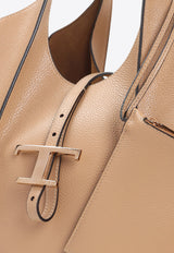 Small T Timeless Grained Leather Tote Bag