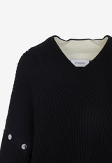 Tay V-neck Snap-Buttons Sweater