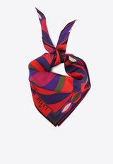 Patterned Silk Scarf with Logo-Print
