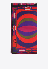 Patterned Silk Scarf with Logo-Print