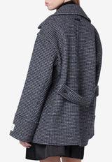 Calvin Klein Double-Breasted Houndstooth Short Coat Gray 044D531GWO/R_CALVK-0RJ
