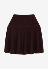 Rib-Knit Flared Mini Skirt