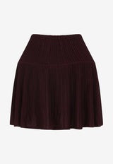 Rib-Knit Flared Mini Skirt