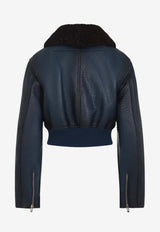 Aviator Leather Cropped Jacket