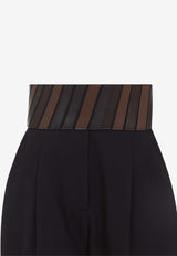 Wool Pants with Leather-Belt