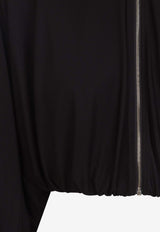 Draped Cropped Zip-Up Jacket