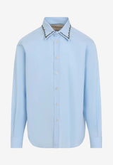 Beaded-Collar Long-Sleeved Shirt