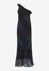 One-Shoulder Draped Midi Dress