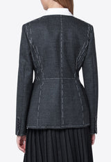 Moschino Single-Breasted Buttoned Blazer Gray 05025417/R_MOSCH-3500