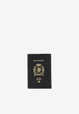 Logo Print Leather Passport Holder