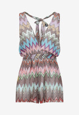 V-neck Lurex Chevron Playsuit
