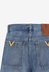 Metal V Mini Denim Shorts