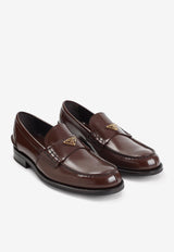 Logo Plaque Leather Loafers