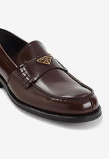 Logo Plaque Leather Loafers