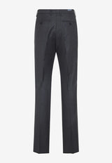 Logo-Patch Slim-Leg Wool Pants