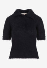 Mohair Short-Sleeved Polo Sweater