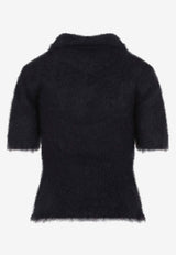 Mohair Short-Sleeved Polo Sweater