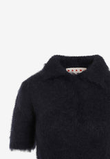 Mohair Short-Sleeved Polo Sweater