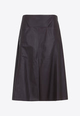 Slit Leather Midi Skirt