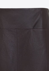 Slit Leather Midi Skirt