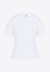 Crewneck T-shirt with Decorative-Buttons