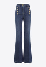 Washed Flared-Leg Jeans