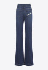 Washed Flared-Leg Jeans