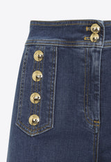 Washed Flared-Leg Jeans