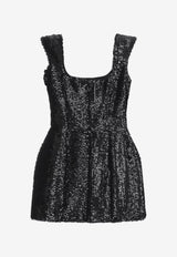 Giuseppe di Morabito Flower Applique Sequined Mini Dress Black 05FWDR495F 05306_BLACK