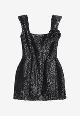 Giuseppe di Morabito Flower Applique Sequined Mini Dress Black 05FWDR495F 05306_BLACK