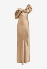 Giuseppe di Morabito One-Shoulder Draped Maxi Dress Beige 05FWDR500 05301_BEIGE