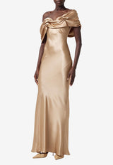 Giuseppe di Morabito One-Shoulder Draped Maxi Dress Beige 05FWDR500 05301_BEIGE