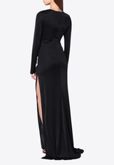 Giuseppe di Morabito Brooch Satin Maxi Dress Black 05FWDR505X05315/R_MORAB-99