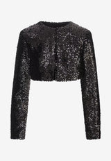 Giuseppe di Morabito Sequin-embellished Cropped Jacket Black 05FWJA132F 05306_BLACK