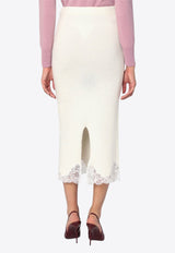 Giuseppe Di Morabito Lace and Rhinestones Midi Pencil Skirt White 05FWKND362YC05359_MORAB-02