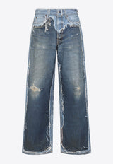 Distressed Paneled Jeans